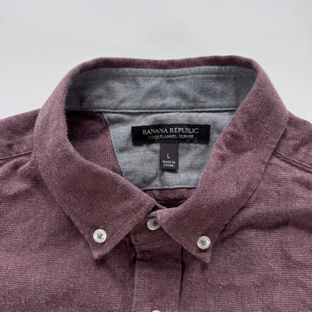 BANANA REPUBLIC Luxe Flannel Slim Fit Shirt Mens Large Red